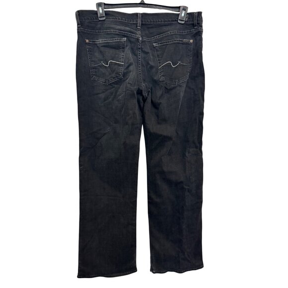 7 For All Mankind Mens Straight Button Fly Jeans Size 38 Black Stretch Denim USA - Picture 1 of 7